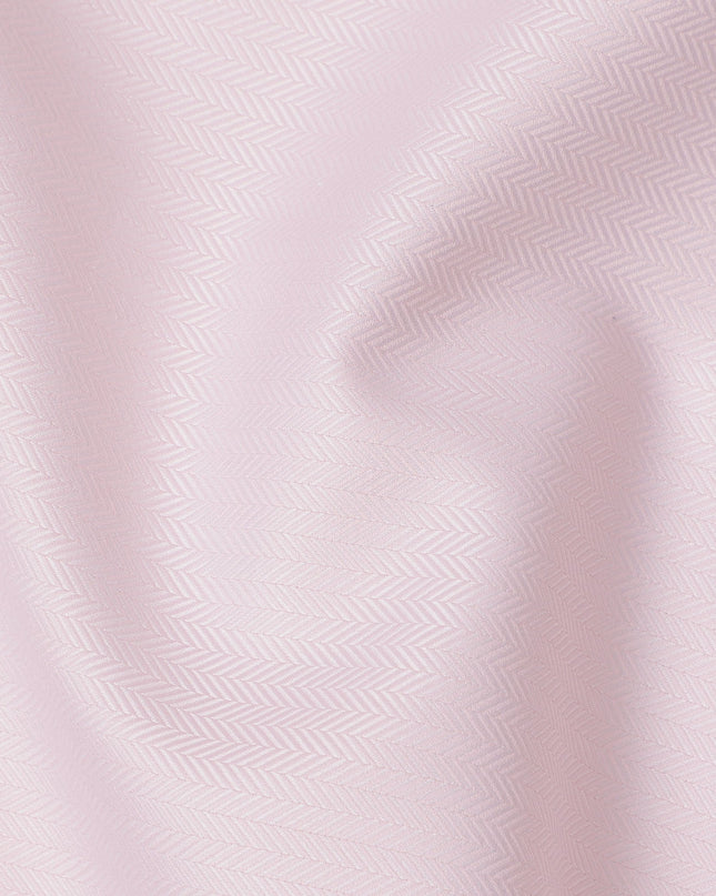 Baby Pink Herringbone Weave Premium 100% Swiss Cotton Shirting Fabric, 150 Cms, Switzerland-D24693