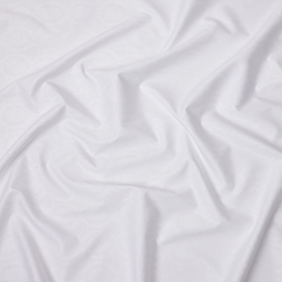 Pure White Floral Jacquard Swiss Cotton Shirting Fabric, 150 Cms, Switzerland-D24936