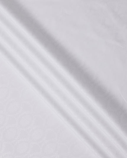 Pure White Floral Jacquard Swiss Cotton Shirting Fabric, 150 Cms, Switzerland-D24936