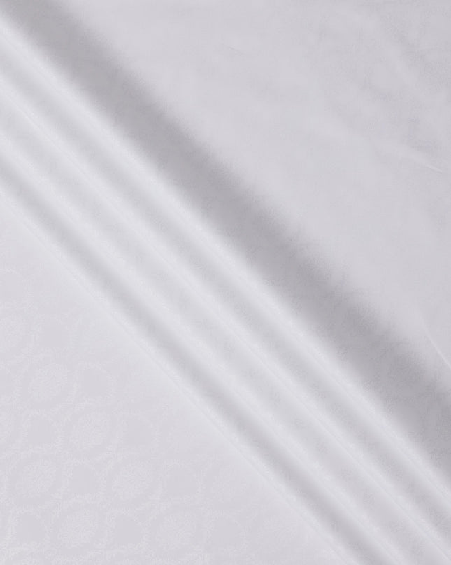 Pure White Floral Jacquard Swiss Cotton Shirting Fabric, 150 Cms, Switzerland-D24936