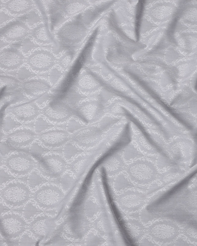Pearl Grey Jacquard Pattern Swiss Cotton Shirting Fabric, 150 Cms, Switzerland-D24934