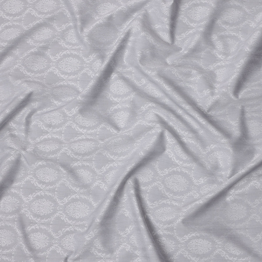 Pearl Grey Jacquard Pattern Swiss Cotton Shirting Fabric, 150 Cms, Switzerland-D24934