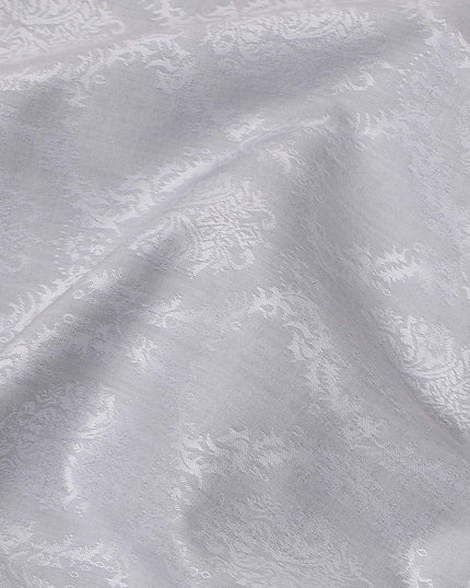 Pearl Grey Jacquard Pattern Swiss Cotton Shirting Fabric, 150 Cms, Switzerland-D24934
