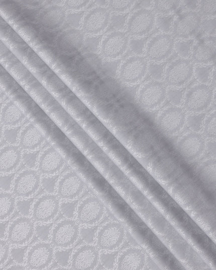 Pearl Grey Jacquard Pattern Swiss Cotton Shirting Fabric, 150 Cms, Switzerland-D24934