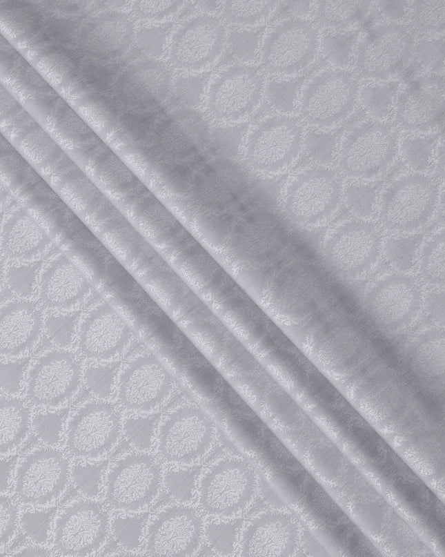 Pearl Grey Jacquard Pattern Swiss Cotton Shirting Fabric, 150 Cms, Switzerland-D24934