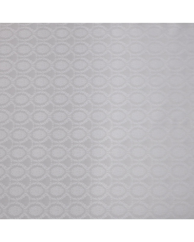 Silver White Jacquard Design Swiss Cotton Shirting Fabric, 150 Cms, Switzerland-D24935