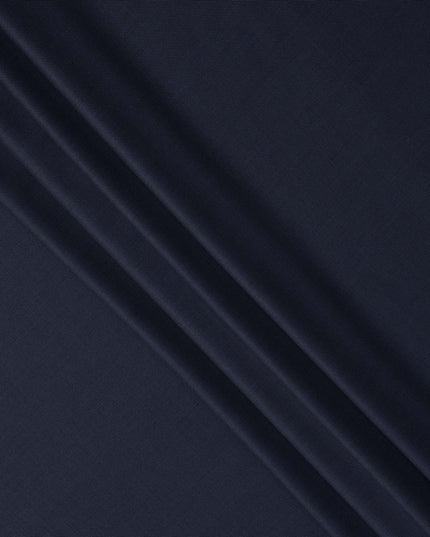 Navy Blue Premium Super 150's English All Wool Suiting Fabric, Width 150 Cms, Made in United Kingdom-D25016