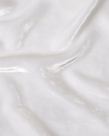 Ivory White Premium Silk Blended Velvet Fabric with Lustrous Finish and Elegant Drape, 140 Cms Width, Made in China-D25909