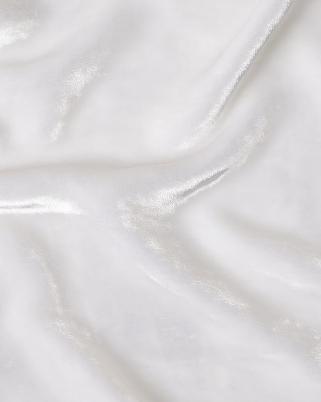 Ivory White Premium Silk Blended Velvet Fabric with Lustrous Finish and Elegant Drape, 140 Cms Width, Made in China-D25909