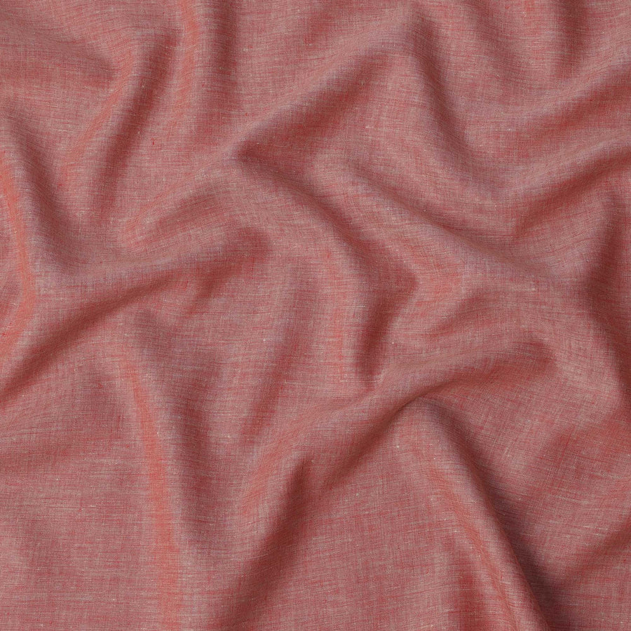 قماش كتان نقي فاخر باللون الأحمر المرجاني، تصميم سادة، 60 ليا، عرض 150 سم، الهند - D25554