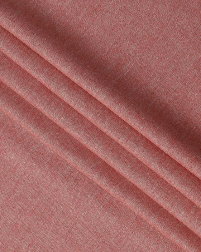 Coral Red Premium Pure Linen Fabric 60 Lea Plain Solid Design, 150 Cms Width, India-D25554