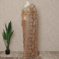 Champagne Copper Premium French Metallic Chantilly Saree Lace 5.5 Mtrs Length 110 Cms Width Designer Net Fabric Made In France, Blouse Not Included-D28127