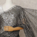 Black Premium French Metallic Chantilly Lace Saree Fabric – 5.5 Meters Length, 110 Cms Width, Imported from France-D25719