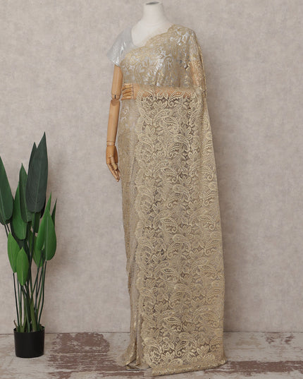 Antique Gold French Chantilly Lace Saree