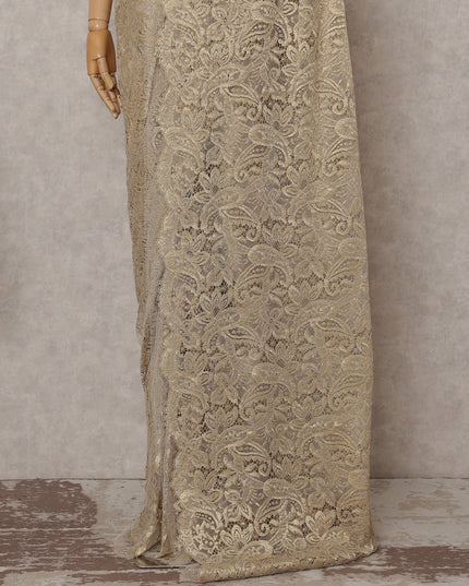 Antique Gold French Chantilly Lace Saree