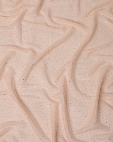 Peach Synthetic Chiffon Traditional Sudanese Thobe with Stone Work, 4.5 Mtrs Piece, Width 110 Cms, Made in India-D26450