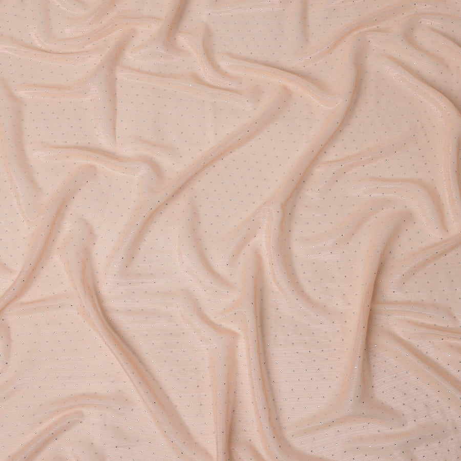 Peach Synthetic Chiffon Traditional Sudanese Thobe with Stone Work, 4.5 Mtrs Piece, Width 110 Cms, Made in India-D26450