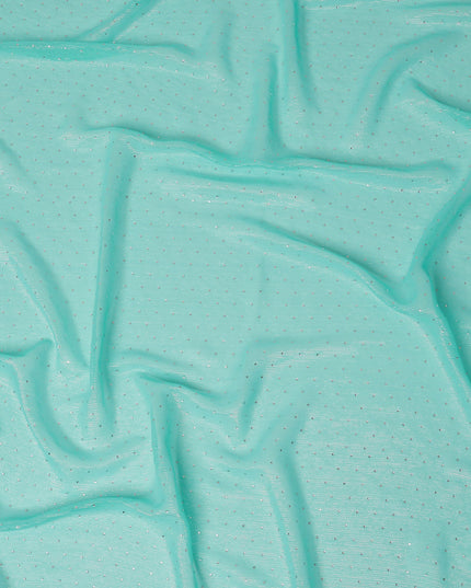 Aqua Green Synthetic Chiffon Traditional Sudanese Thobe with Stone Work, 4.5 Mtrs Piece, Width 110 Cms, Made in India-D26455