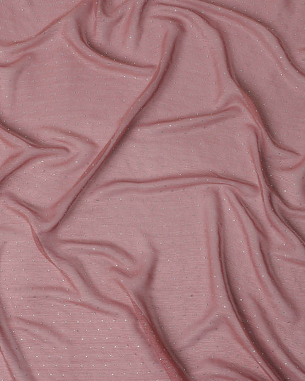 Rose Pink Synthetic Chiffon Traditional Sudanese Thobe with Stone Work, 4.5 Mtrs Piece, Width 110 Cms, Made in India-D26452
