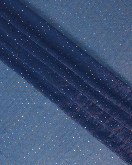 Navy Blue Synthetic Chiffon Traditional Sudanese Thobe with Stone Work, 4.5 Mtrs Piece, Width 110 Cms, Made in India-D26454