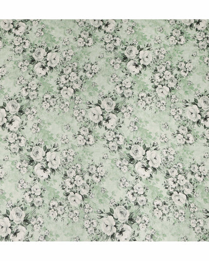 Green Floral Viscose Crepe Fabric 110cm - 0528053