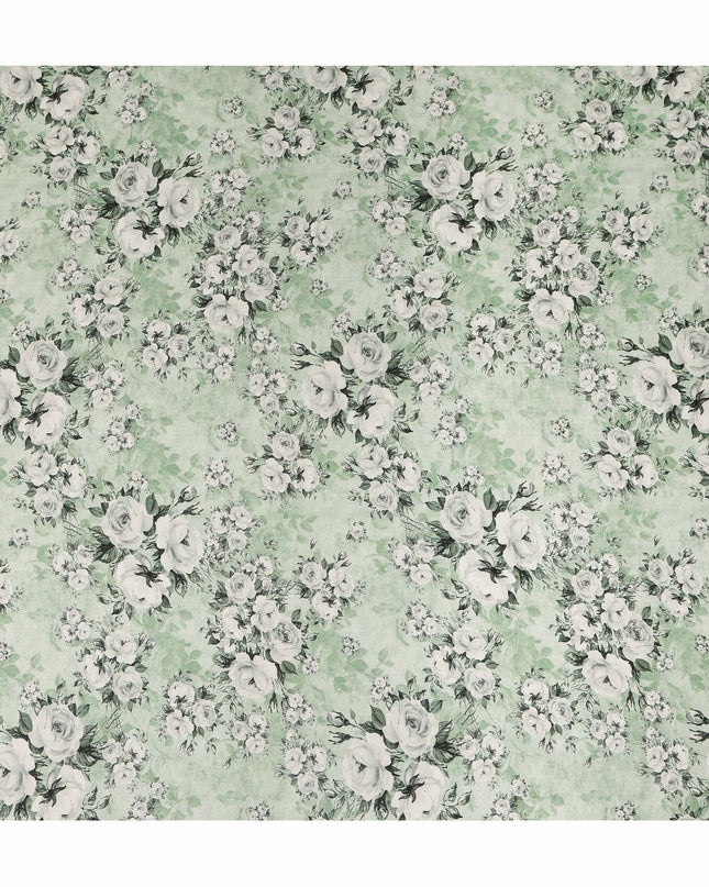 Green Floral Viscose Crepe Fabric 110cm - 0528053