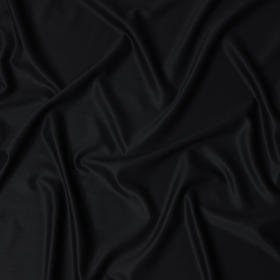Black Super 130s Wool Suiting Fabric