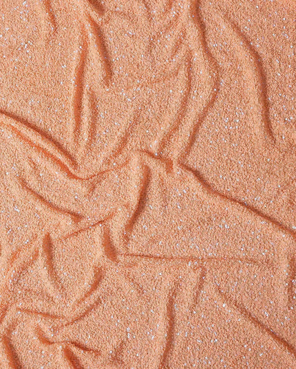 Peach Beige Silk Georgette Sequin Fabric 110cm