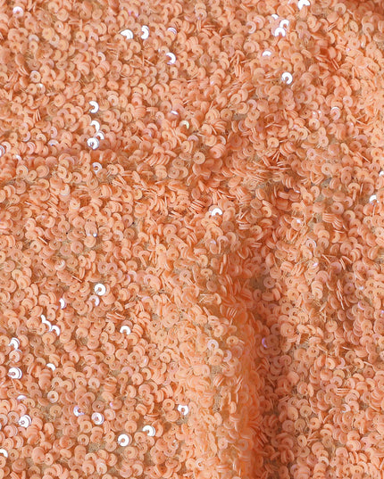Peach Beige Silk Georgette Sequin Fabric 110cm