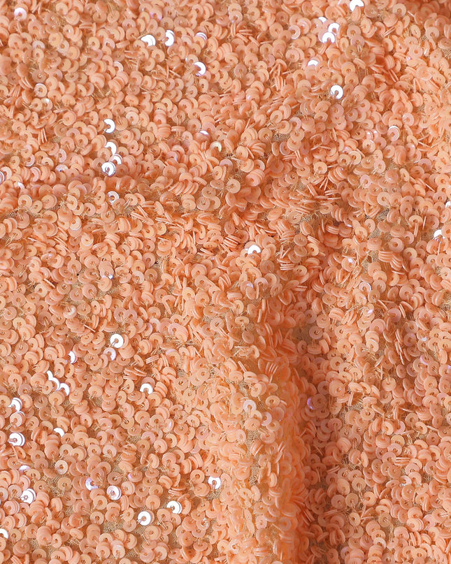 Peach Beige Silk Georgette Sequin Fabric 110cm