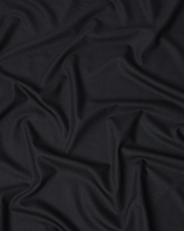 Black Premium Super 180's English Wool & Cashmere Suiting Fabric, Width 150 Cms, Made in United Kingdom-D25024