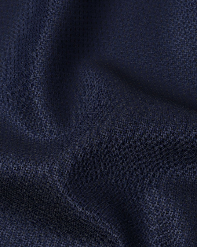 Navy Blue Premium Super 130's English Wool & Cashmere Suiting Fabric, Width 150 Cms, Made in United Kingdom-D25017