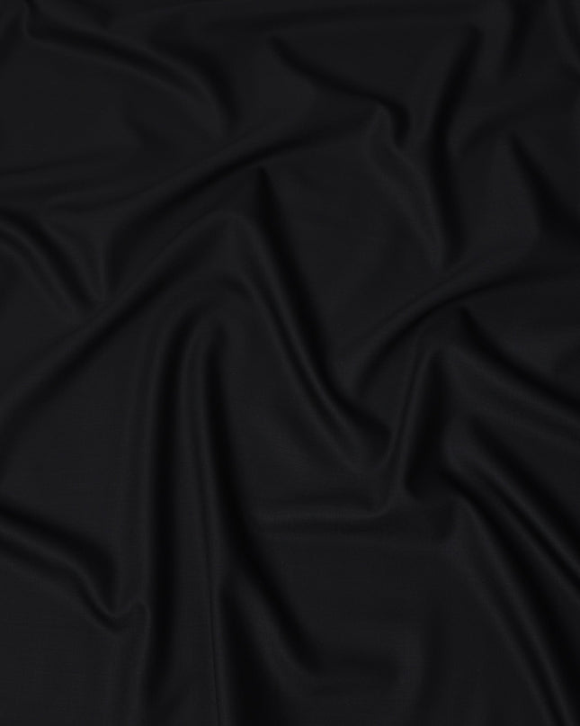 Midnight Black Premium Super 180's English Wool & Cashmere Suiting Fabric, Width 150 Cms, Made in United Kingdom-D25025
