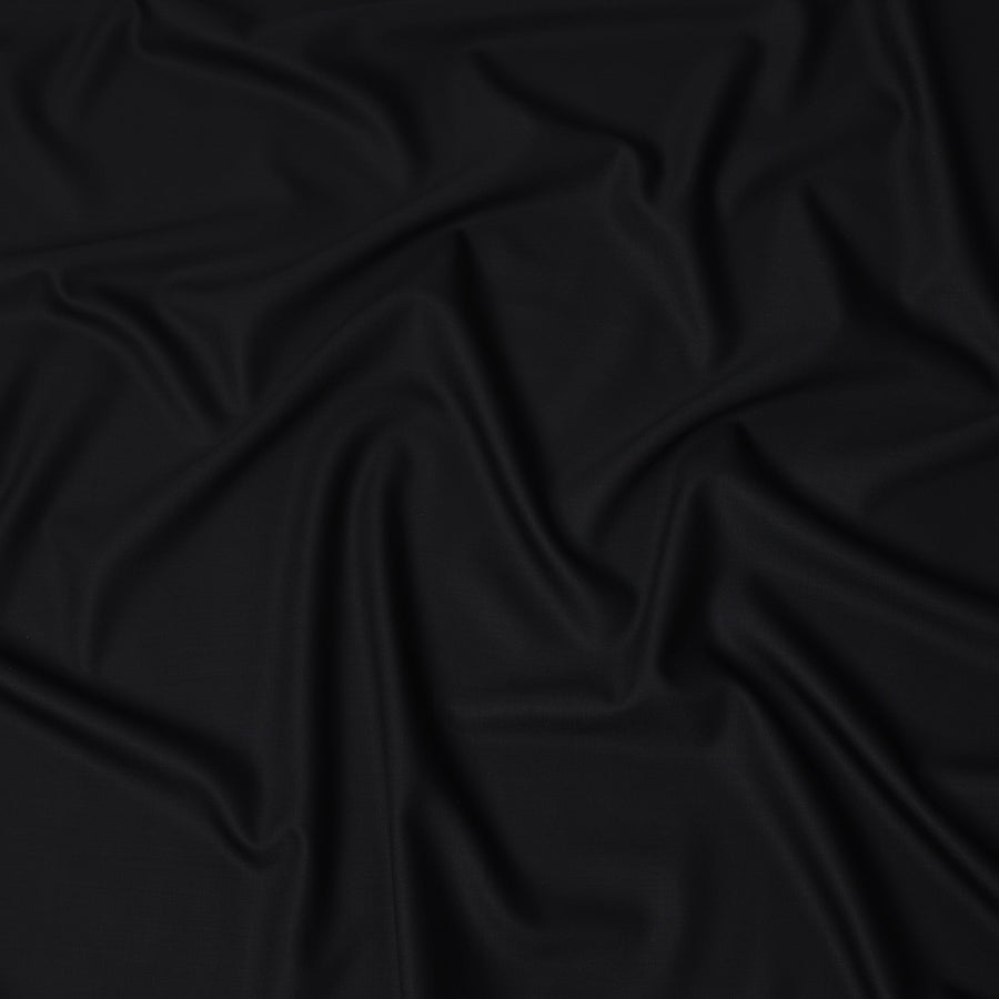 قماش بدلات من الصوف الإنجليزي الفاخر من صوف الكشمير الممتاز من طراز Super 180 باللون الأسود الداكن، عرض 150 سم، صنع في المملكة المتحدة - D25025