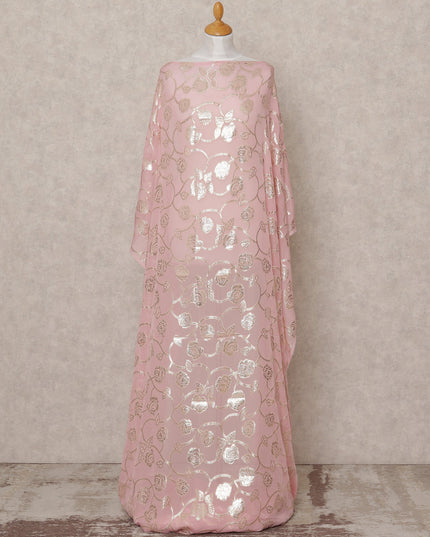 قماش ديراك شيفون حريري صومالي وردي خدود مع لوركس معدني - 3.5 متر، عرض 140 سم، صنع في كوريا الجنوبية - D24569