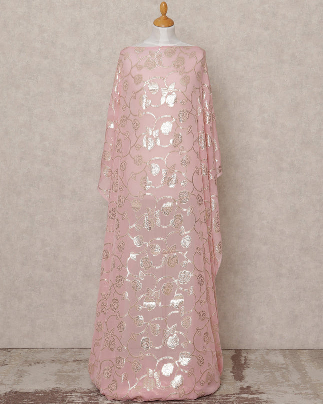 قماش ديراك شيفون حريري صومالي وردي خدود مع لوركس معدني - 3.5 متر، عرض 140 سم، صنع في كوريا الجنوبية - D24569