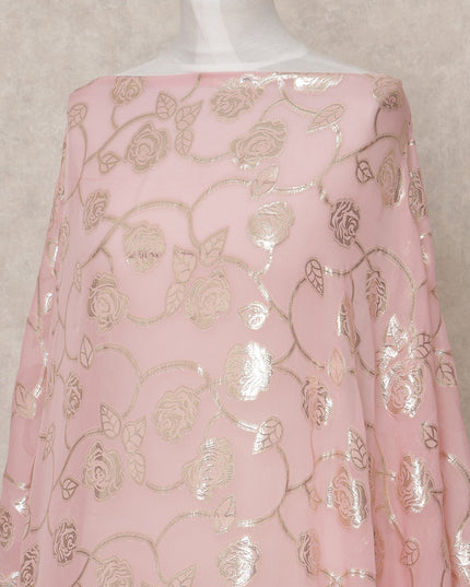 قماش ديراك شيفون حريري صومالي وردي خدود مع لوركس معدني - 3.5 متر، عرض 140 سم، صنع في كوريا الجنوبية - D24569