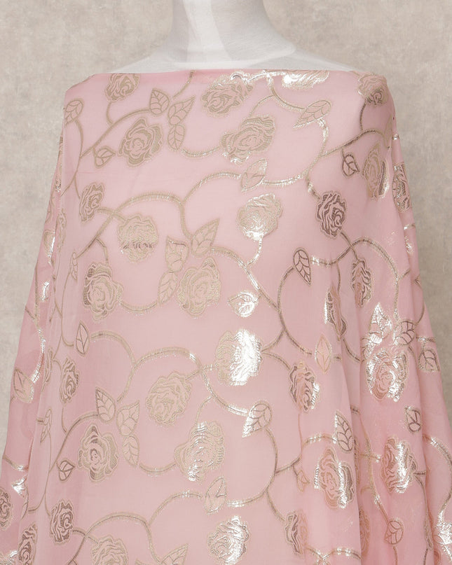 قماش ديراك شيفون حريري صومالي وردي خدود مع لوركس معدني - 3.5 متر، عرض 140 سم، صنع في كوريا الجنوبية - D24569