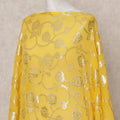 قماش ديراك شيفون حريري صومالي أصفر مشمس مع لوركس فضي لامع - 3.5 متر، عرض 140 سم، صنع في كوريا الجنوبية - D24554