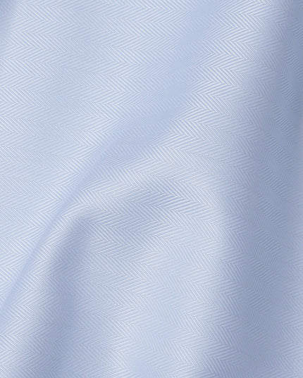 Light Blue Herringbone Weave Premium 100% Swiss Cotton Shirting Fabric, 150 Cms, Switzerland-D24692