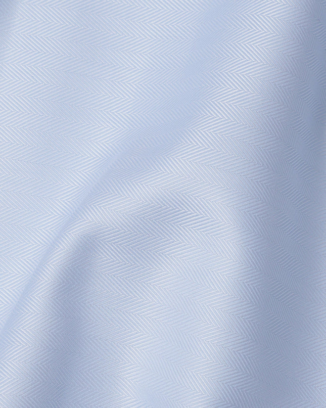 Light Blue Herringbone Weave Premium 100% Swiss Cotton Shirting Fabric, 150 Cms, Switzerland-D24692