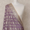 Purple Zari Woven Floral Pattern Premium Tussar Silk Dupatta, 225X85 Cms, Made in India-D25762