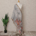 Grey Floral Digital Print Zari Border Premium Tussar Silk Dupatta, 225X85 Cms, Made in India-D25773