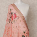 Peach Floral Digital Print Zari Border Premium Tussar Silk Dupatta, 225X85 Cms, Made in India-D25776