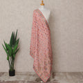 Peach Floral Zari Woven Border Premium Raw Silk Dupatta, 225X85 Cms, Made in India-D25765