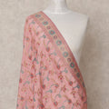Peach Floral Zari Woven Border Premium Raw Silk Dupatta, 225X85 Cms, Made in India-D25765