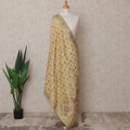Beige Floral Zari Woven Border Premium Raw Silk Dupatta, 225X85 Cms, Made in India-D25764