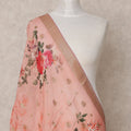 Peach Floral Digital Print Zari Border Premium Tussar Silk Dupatta, 225X85 Cms, Made in India-D25771