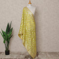 Lemon Yellow Chevron Metallic Zari Weave Premium Tussar Silk Dupatta, 225X85 Cms, Made in India-D25783