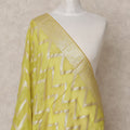 Lemon Yellow Chevron Metallic Zari Weave Premium Tussar Silk Dupatta, 225X85 Cms, Made in India-D25783